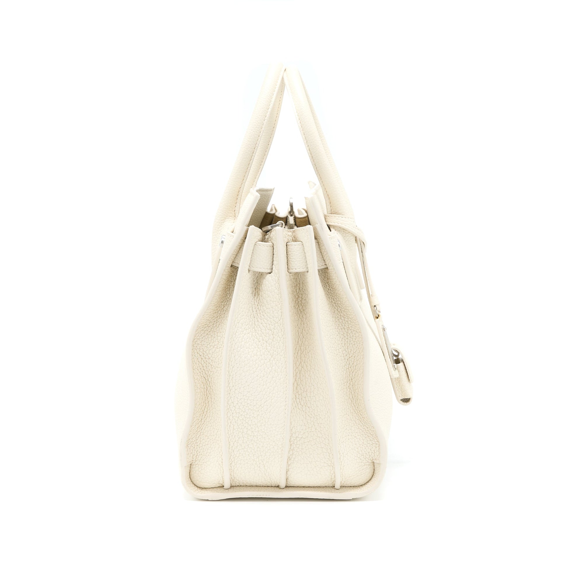Saint Laurent Sac De Jour Tote Purse Calfskin White