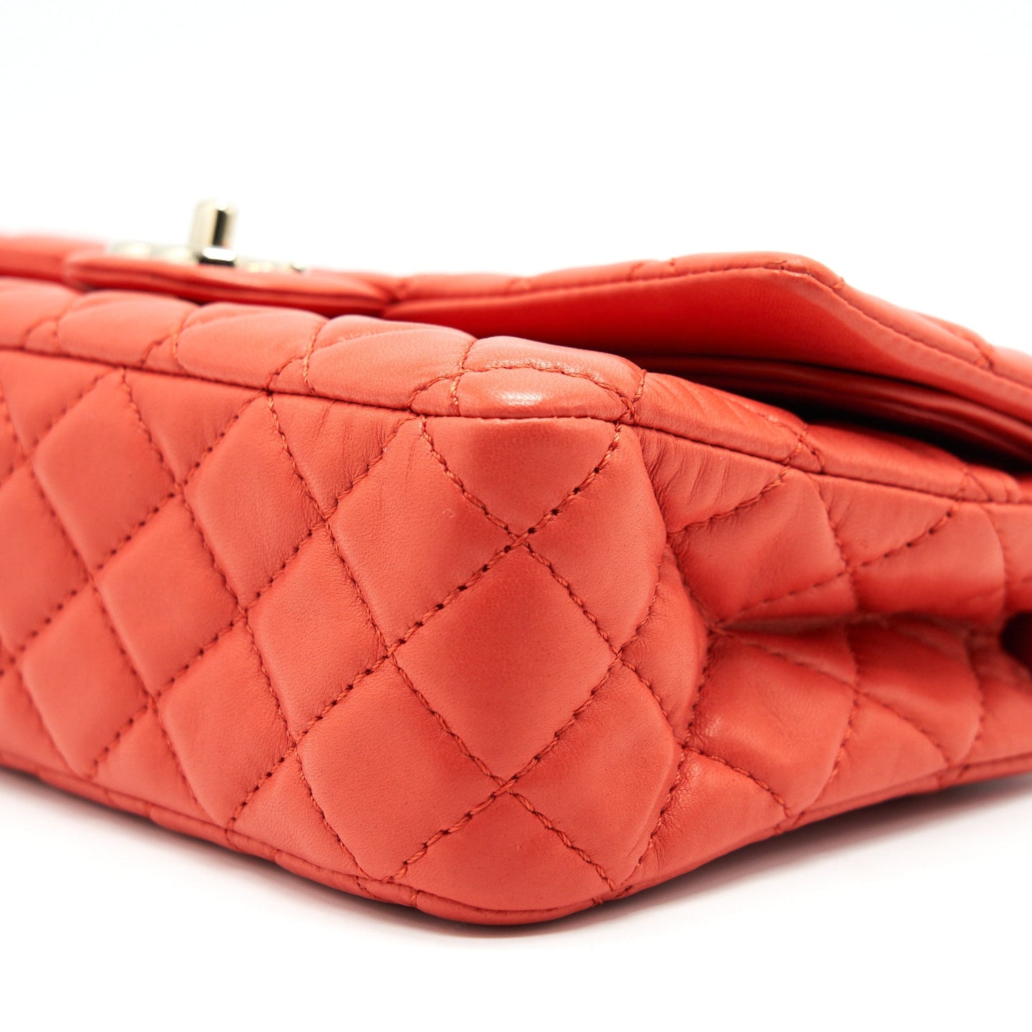CHANEL CLASSIC MEDIUM DOUBLE FLAP LAMBSKIN IN CORAL L