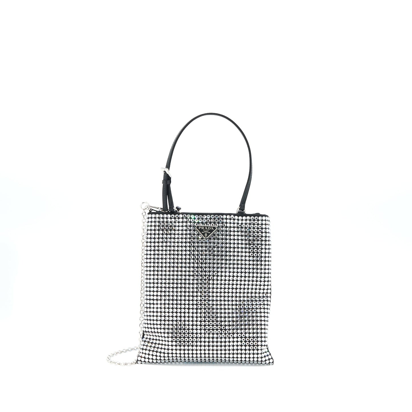Prada Crystal Satin Handbag With Crystal Black