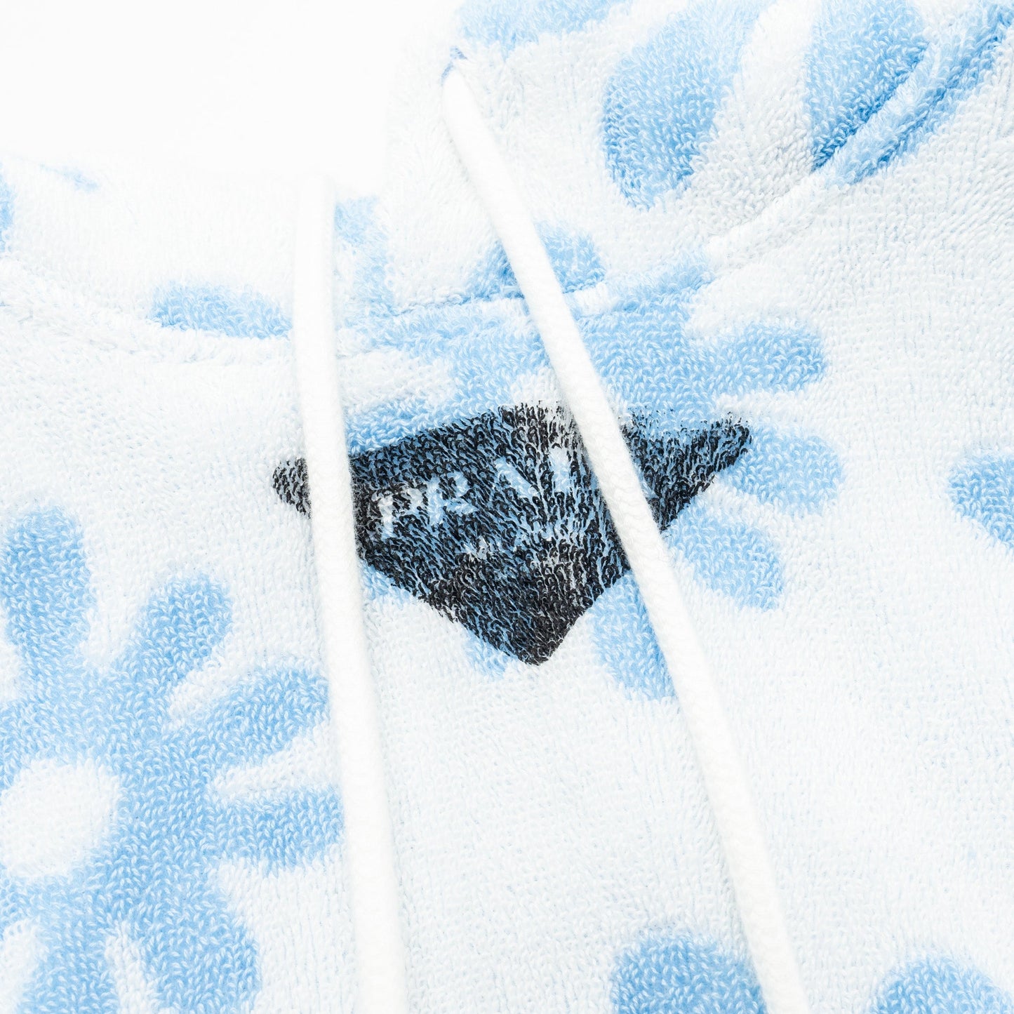 Prada size flower print drawstring hoodie Cotton multicolour light blue / white