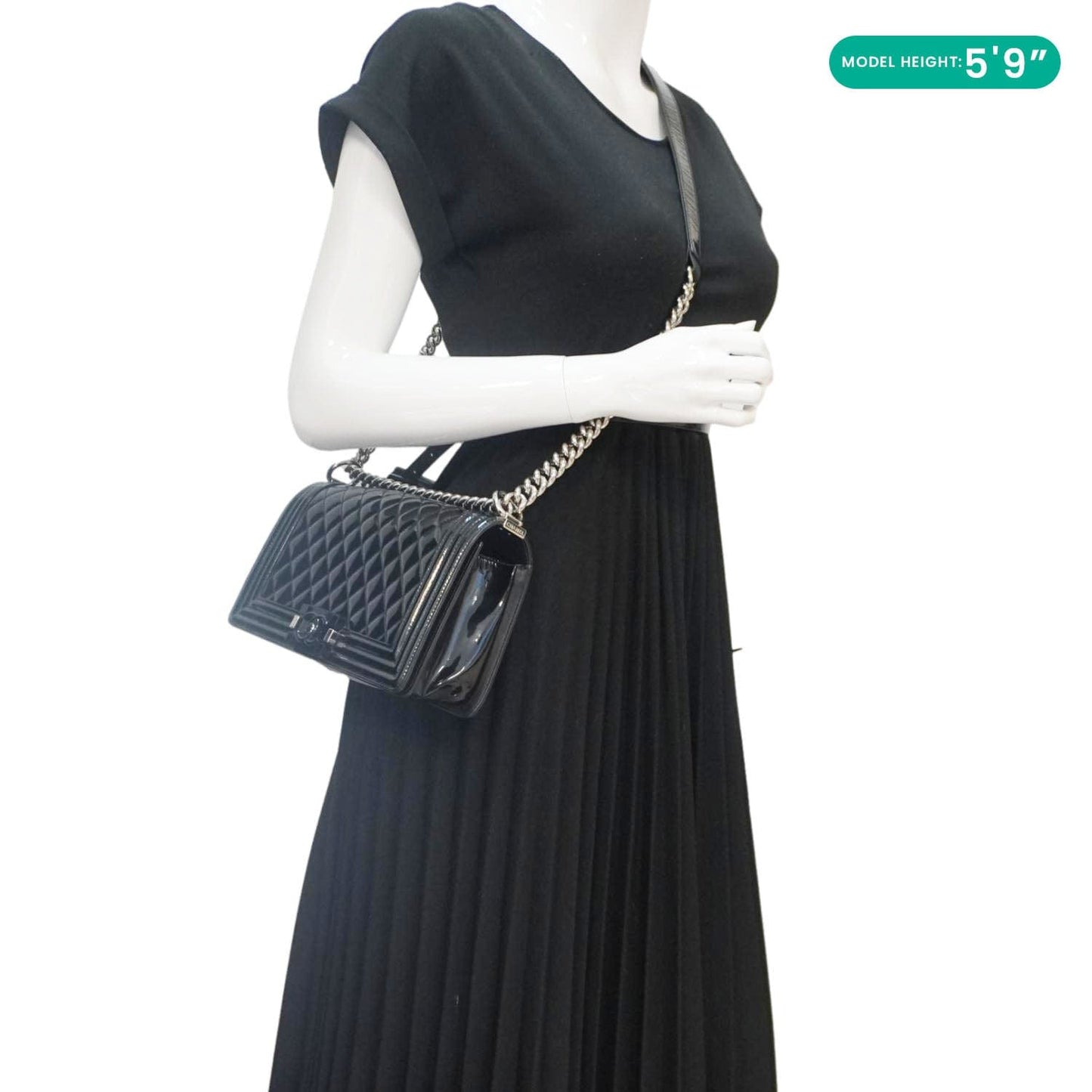Chanel Boy Flap Medium Plexiglass Patent Leather Crossbody Bag Black
