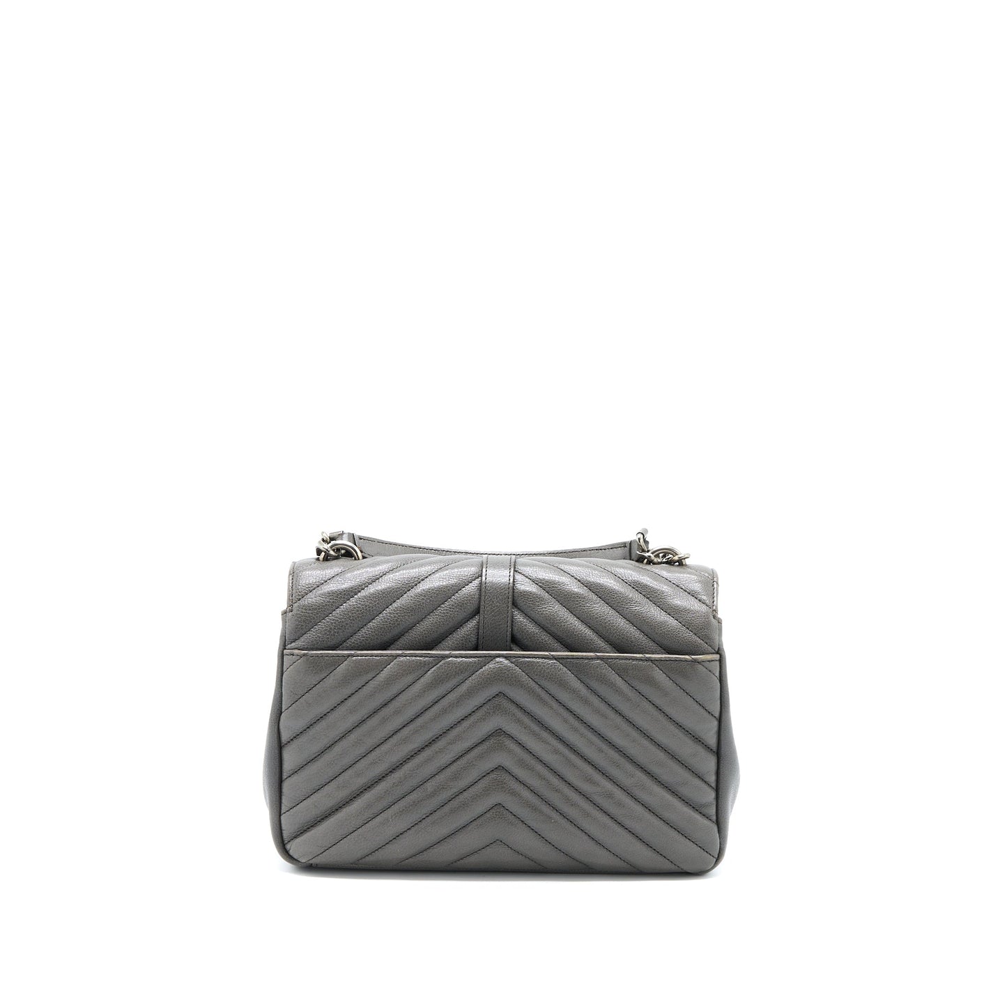 Saint Laurent College Purse Calfskin Grey With Ruthenium Hardware