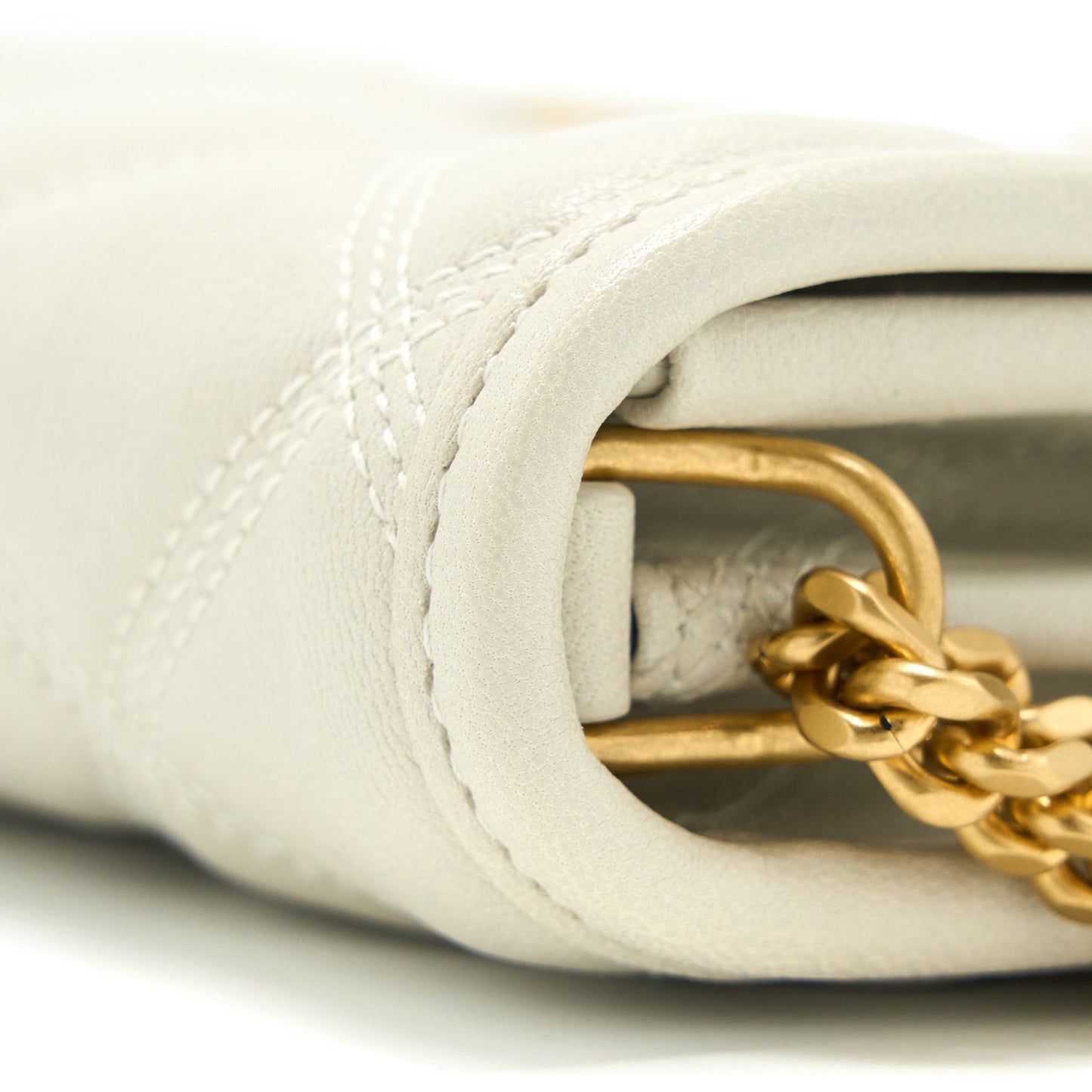 Saint Laurent Becky Quilted Chain Purse White