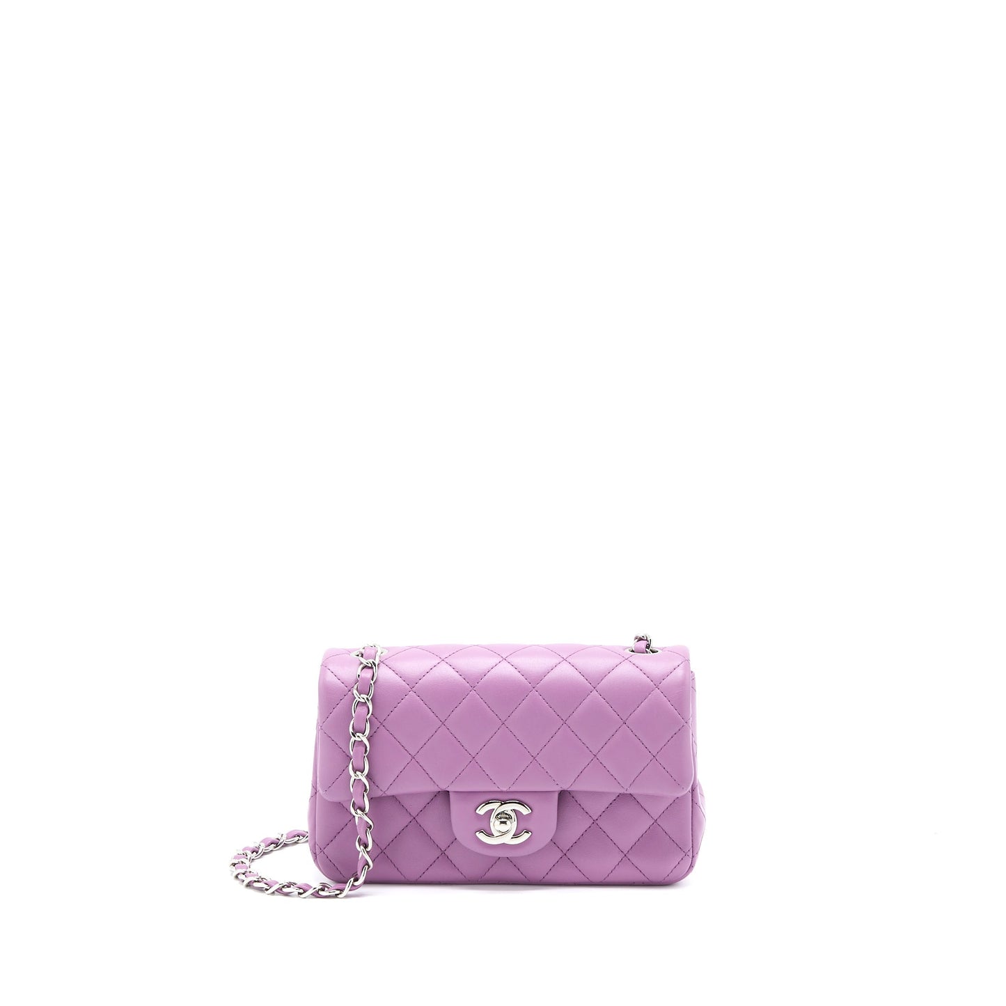 Chanel Mini Rectangular Flap Bag Lambskin Purple