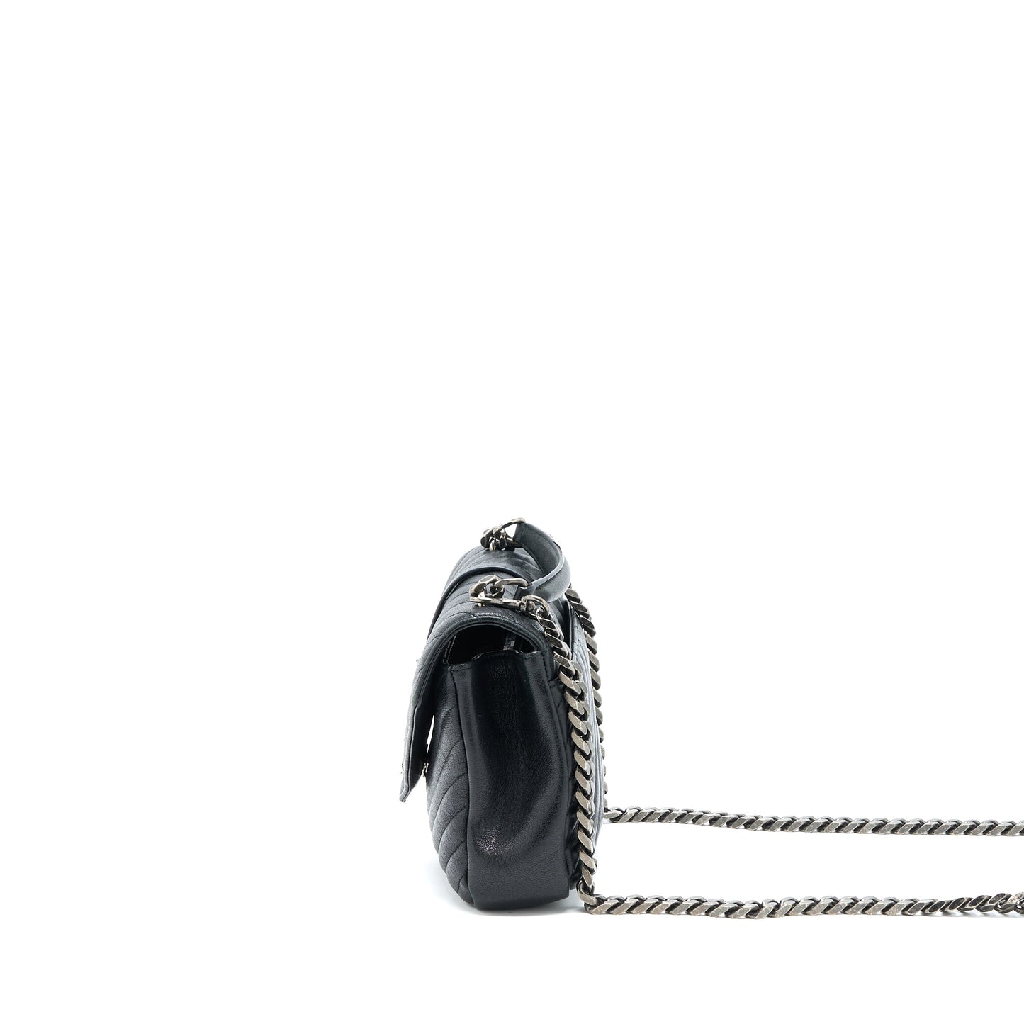 Saint Laurent/ Quilted Medium College Purse Lambskin Black Ruthenium Hardware
