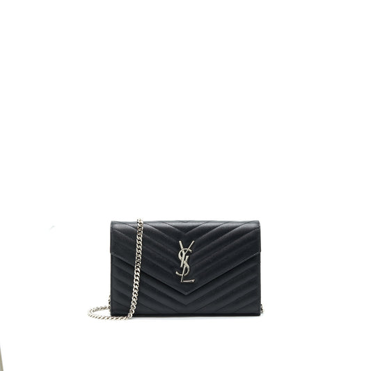Saint Laurent Envelope Chain Wallet Black with