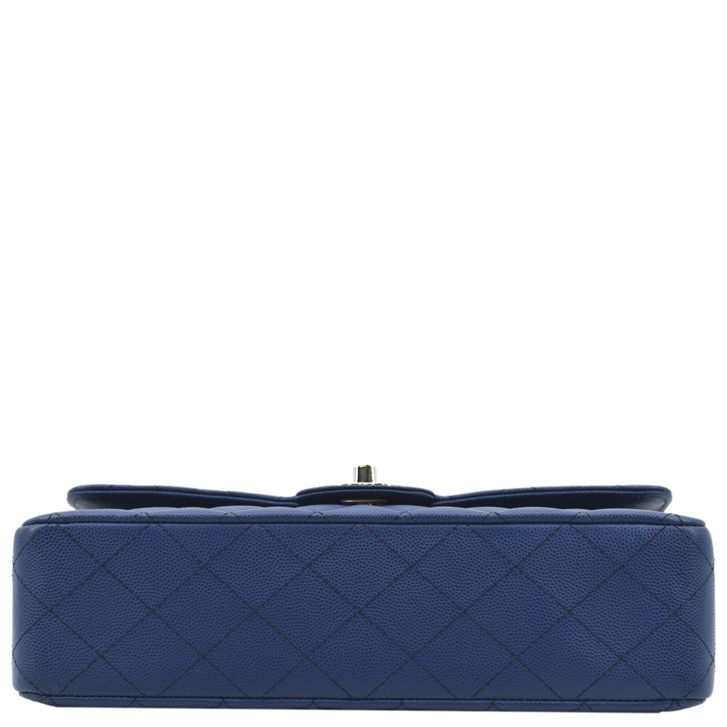 CHANEL Classic Medium Flap Quilted Caviar Leather Shoulder Bag Blue