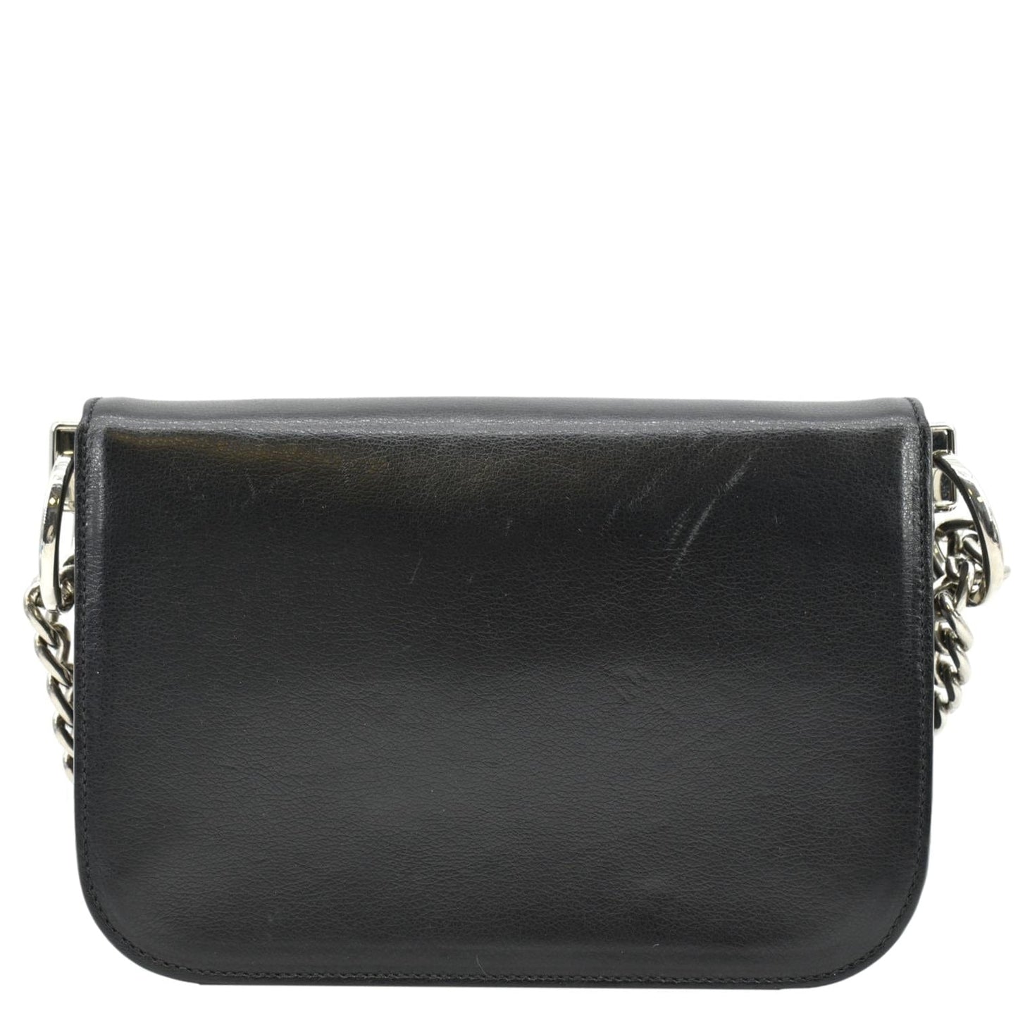 PRADA Arcade Glace Calf Leather Chain Crossbody Bag Black