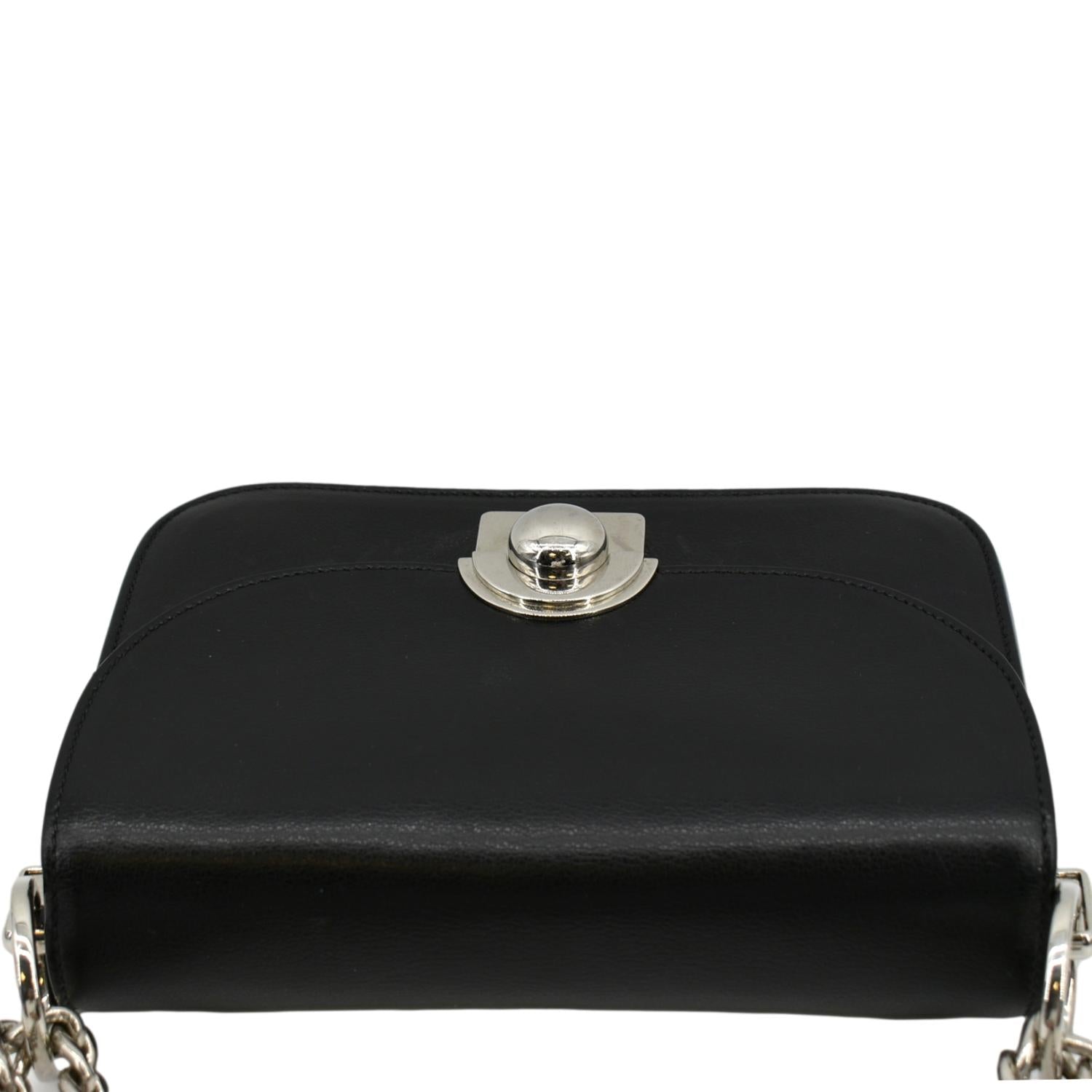 PRADA Arcade Glace Calf Leather Chain Crossbody Bag Black