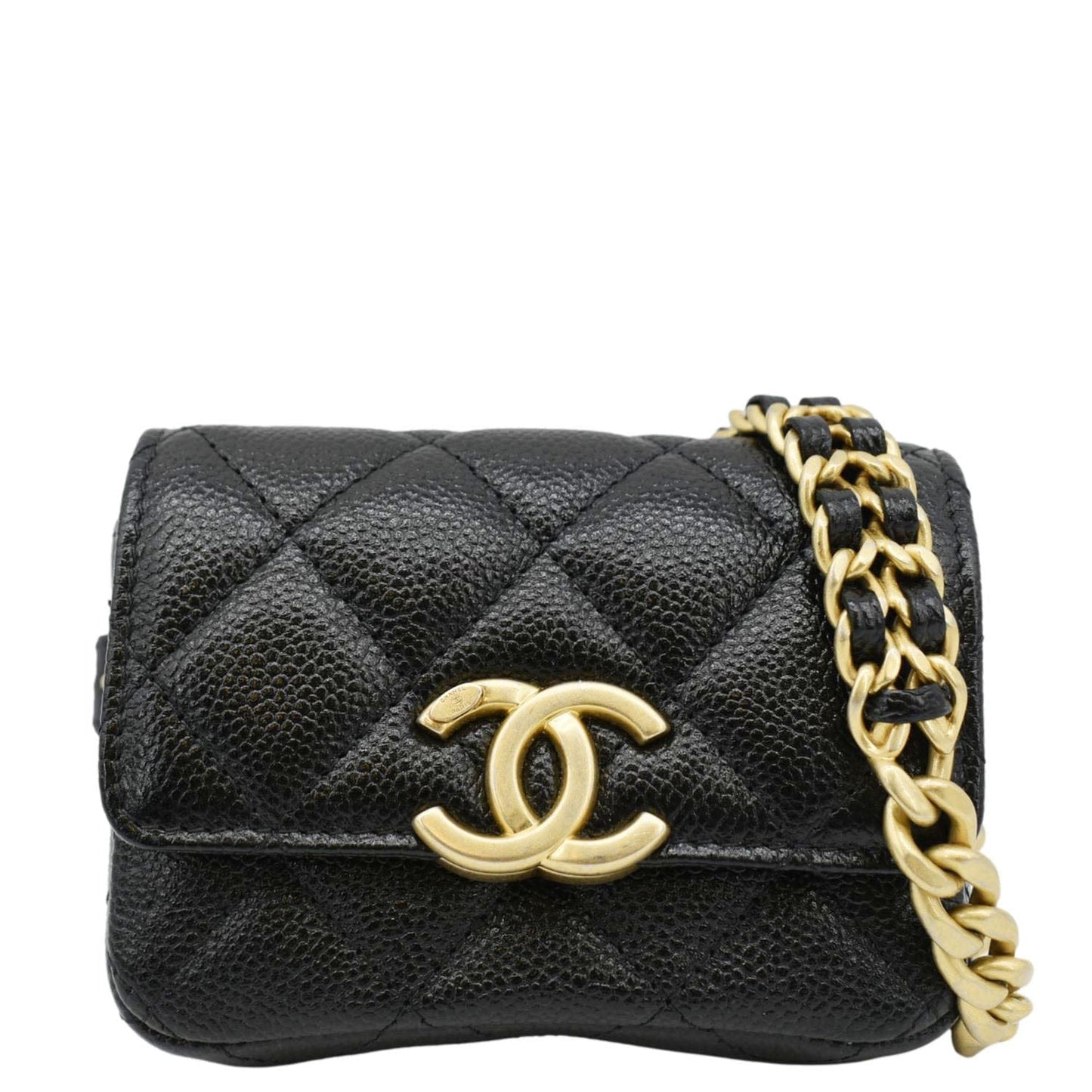 Chanel Sweetheart CC Chain Quilted Caviar Leather Belt Bag Black