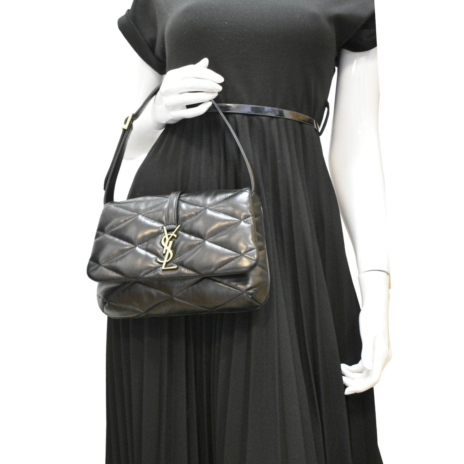 YVES SAINT LAURENT LE 57 Quilted Leather Hobo Bag Black