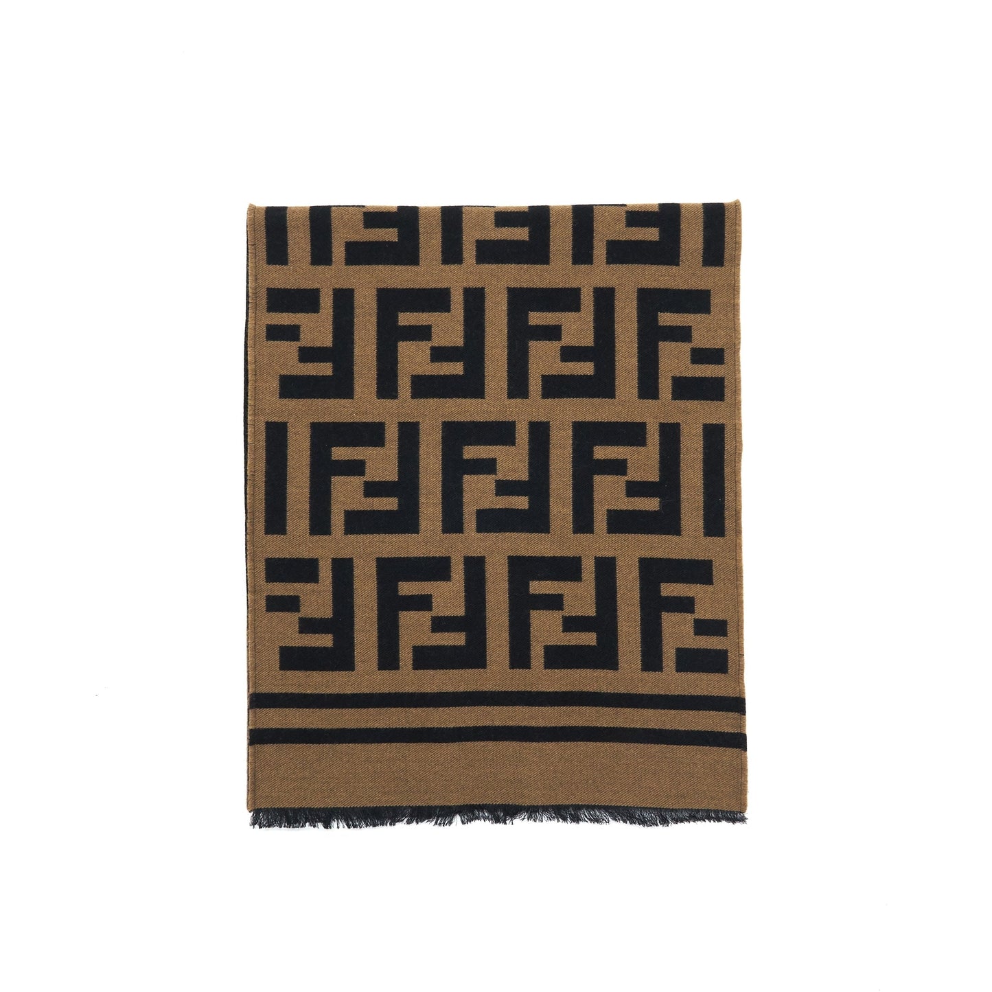 Fendi Logo Scarf Wool and Silk Scarf Caramel