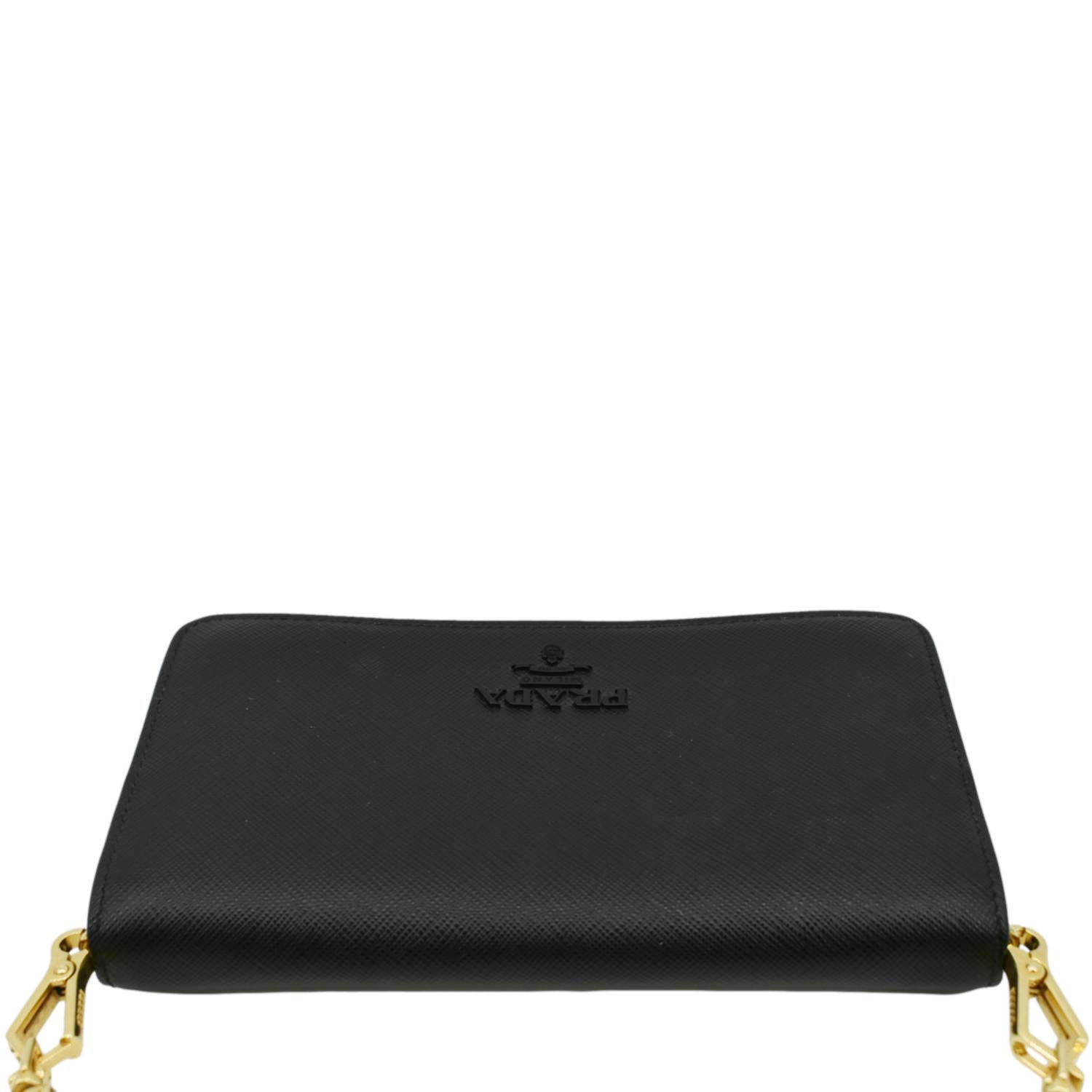 PRADA Saffiano Leather Crossbody Wallet Black