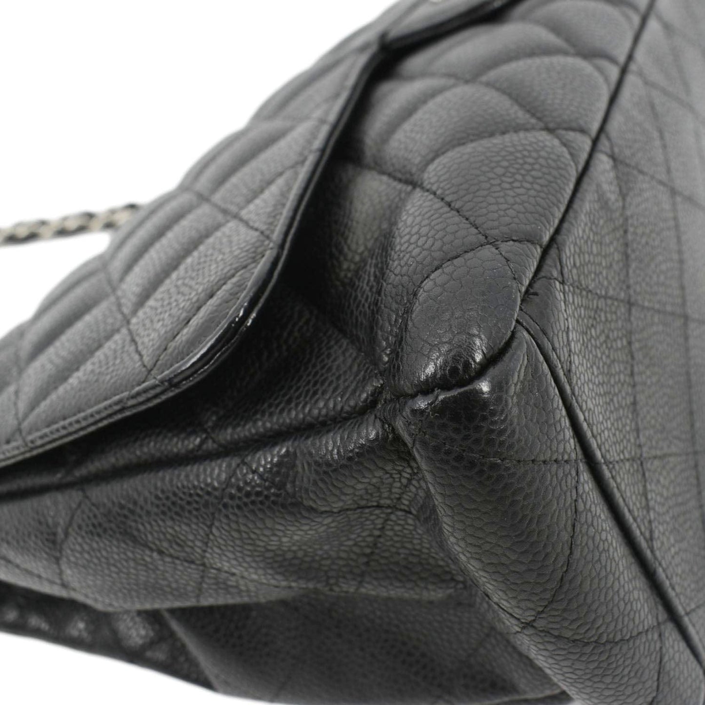CHANEL Classic Maxi Single Flap Caviar Leather Shoulder Bag Black