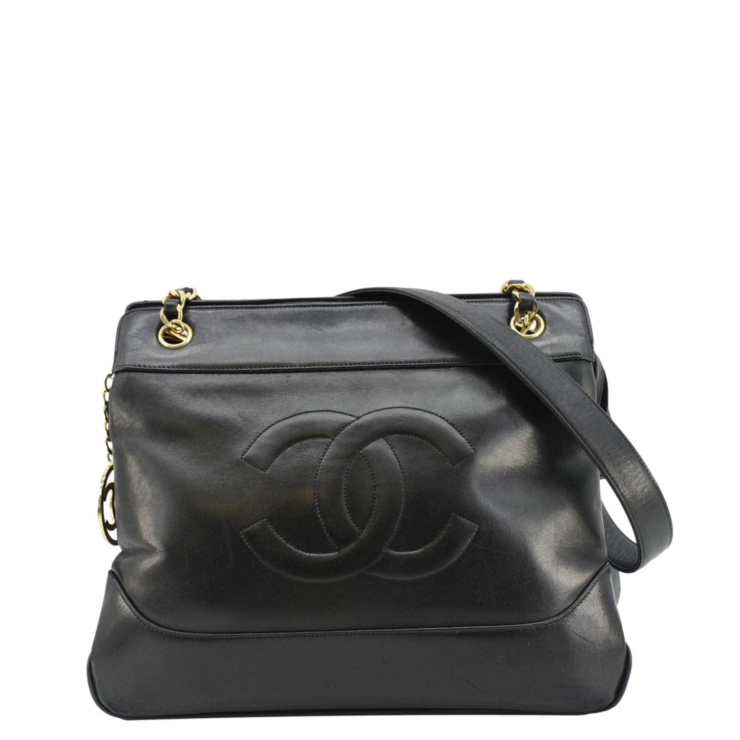 Chanel CC Lambskin Leather Chain Shopping Tote Bag Bag Black