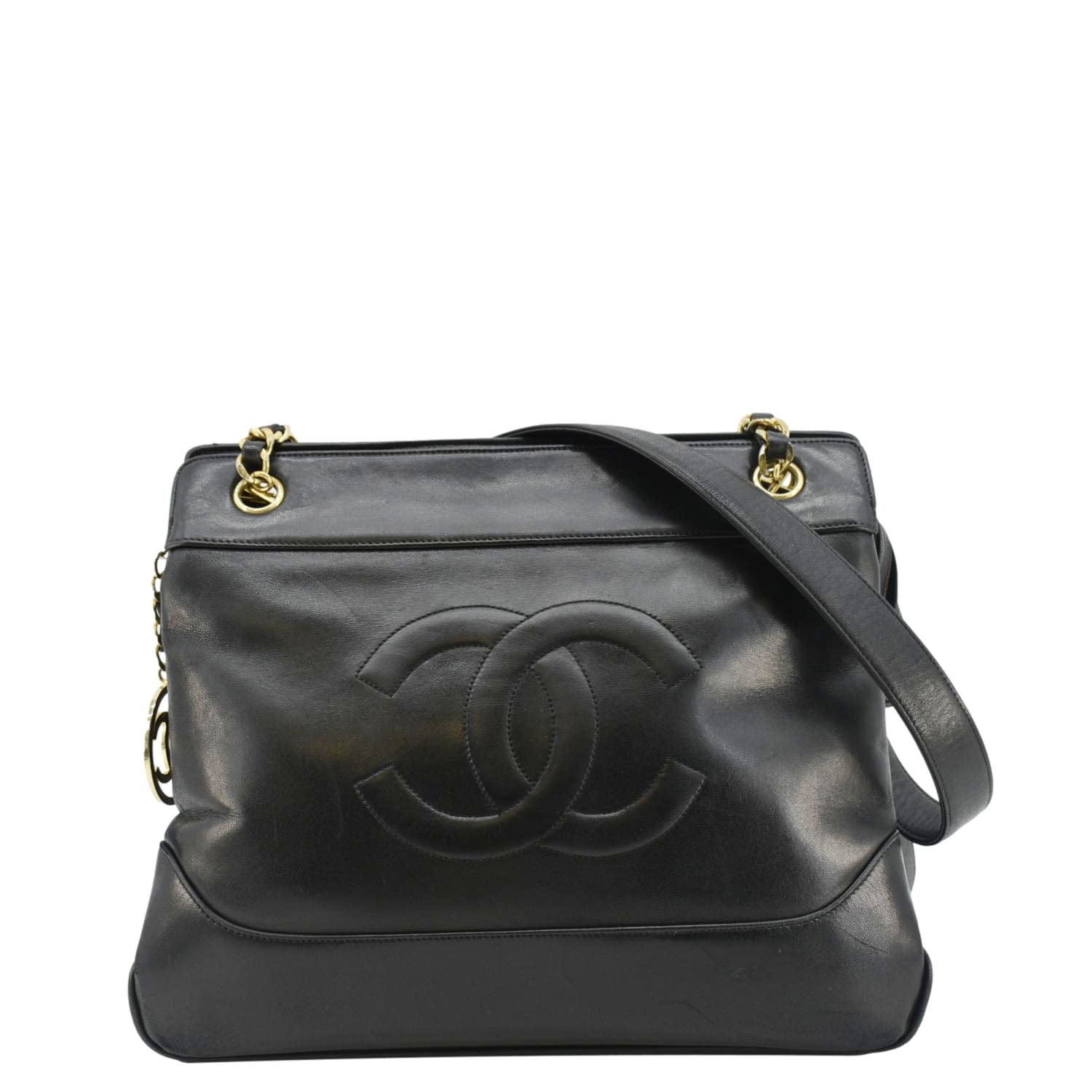 Chanel CC Lambskin Leather Chain Shopping Tote Bag Bag Black