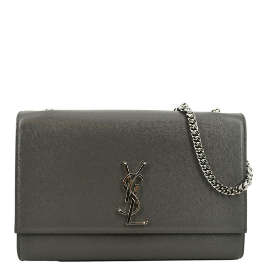 YVES SAINT LAURENT Kate Leather Shoulder Bag Gray
