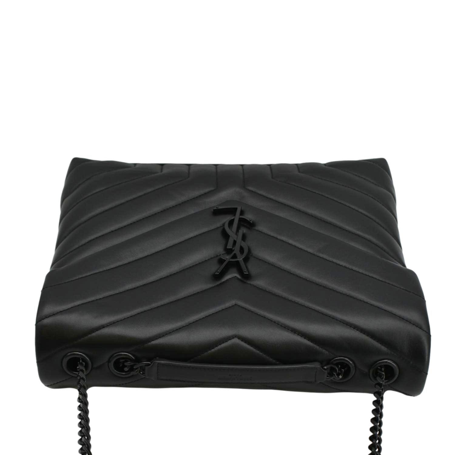 YVES SAINT LAURENT Loulou Medium Quilted Leather Crossbody Bag Black