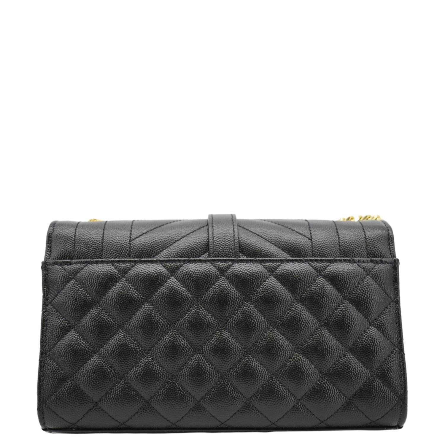 YVES SAINT LAURENT Envelope Leather Chain Crossbody Bag Small Black