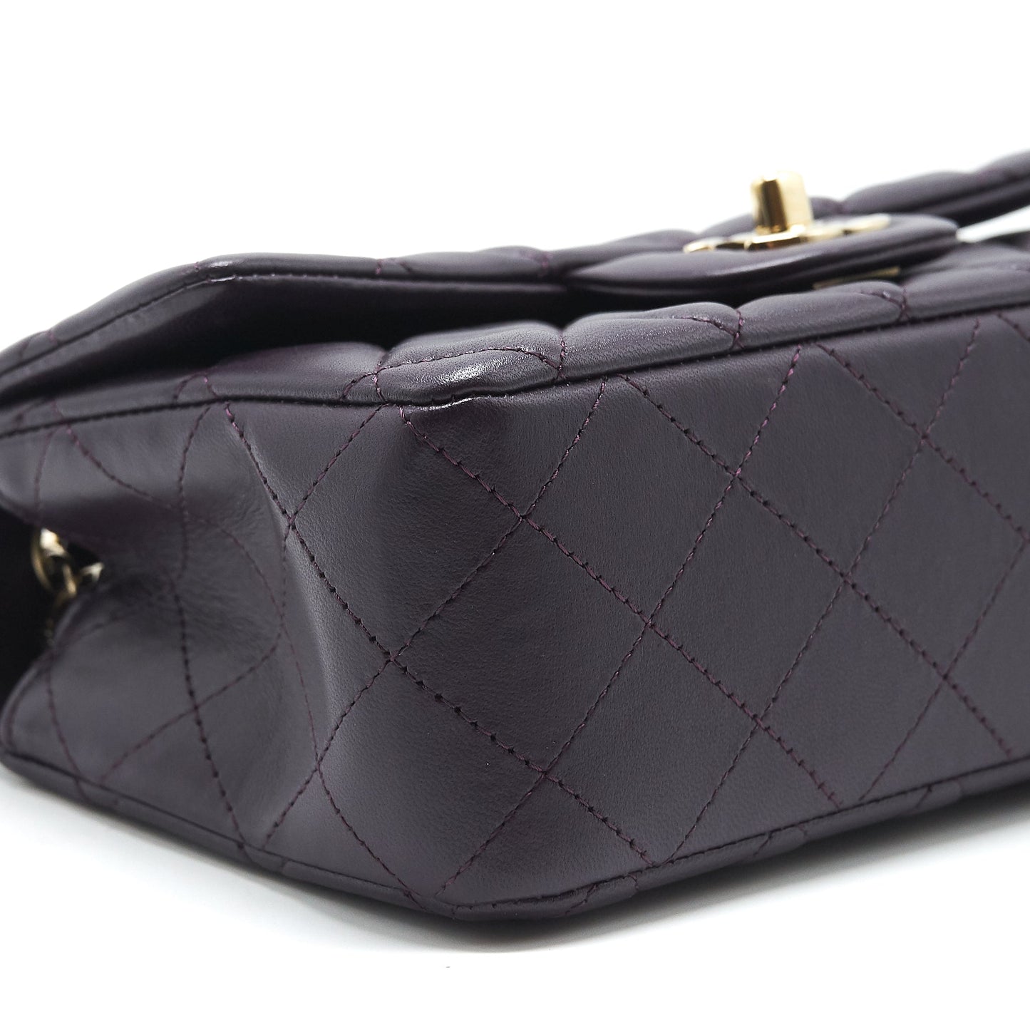 Chanel Mini rectangular Flap Bag lambskin 16B Dark Purple L
