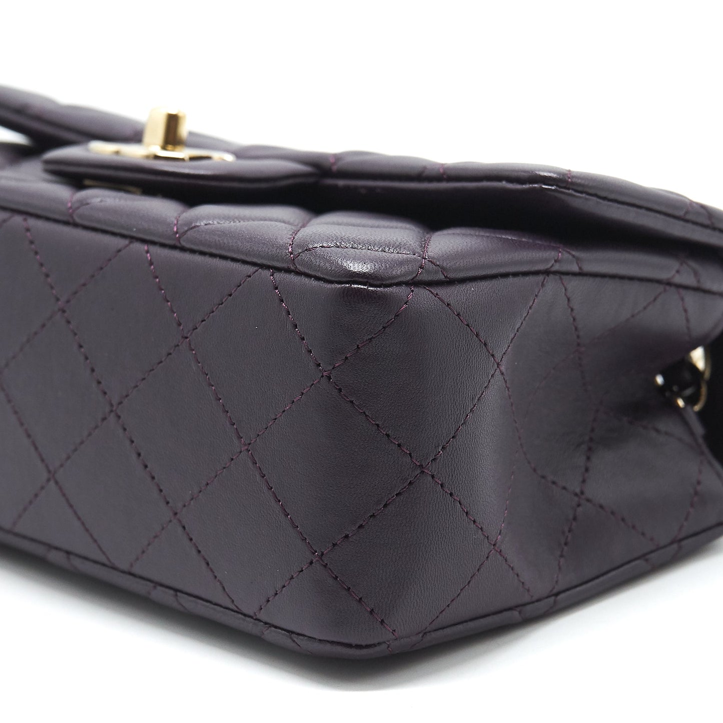 Chanel Mini rectangular Flap Bag lambskin 16B Dark Purple L