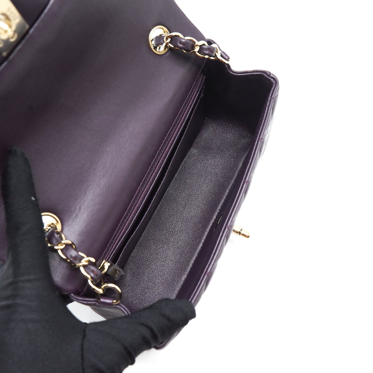 Chanel Mini rectangular Flap Bag lambskin 16B Dark Purple L