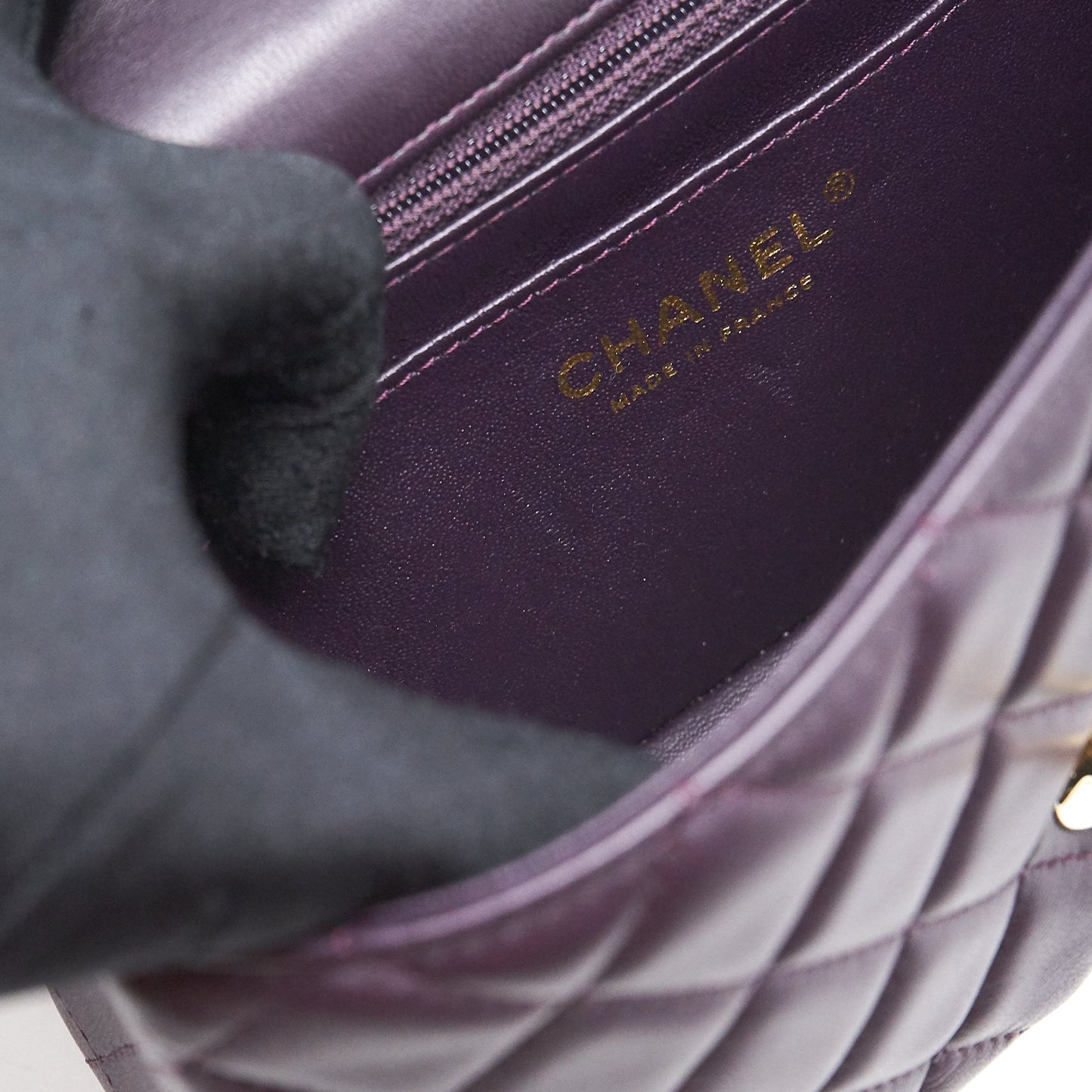 Chanel Mini rectangular Flap Bag lambskin 16B Dark Purple L
