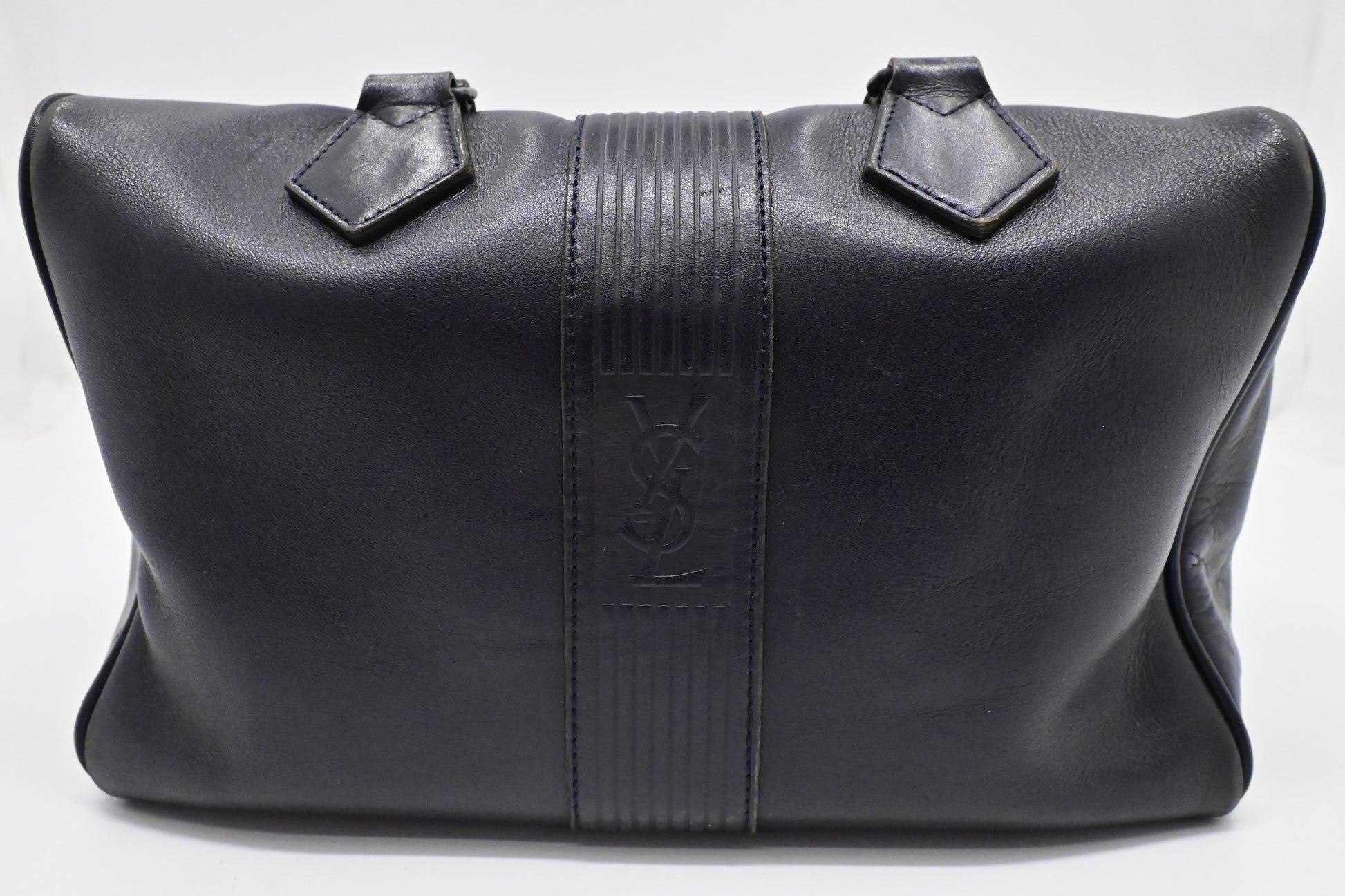 YSL Saint Laurent Boston Bag in Navy Leather
