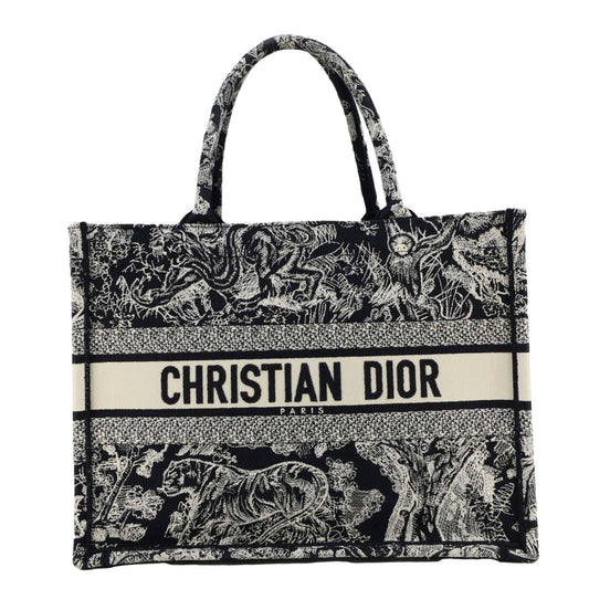 CHRISTIAN DIOR Book Medium Toile De Jouy Reverse Embroidery Tote Blue