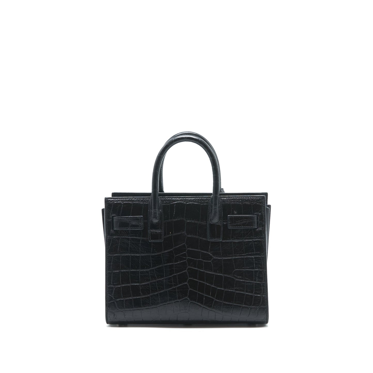 Saint Laurent/ Sac de Jour nano Crocodile-Embossed Black