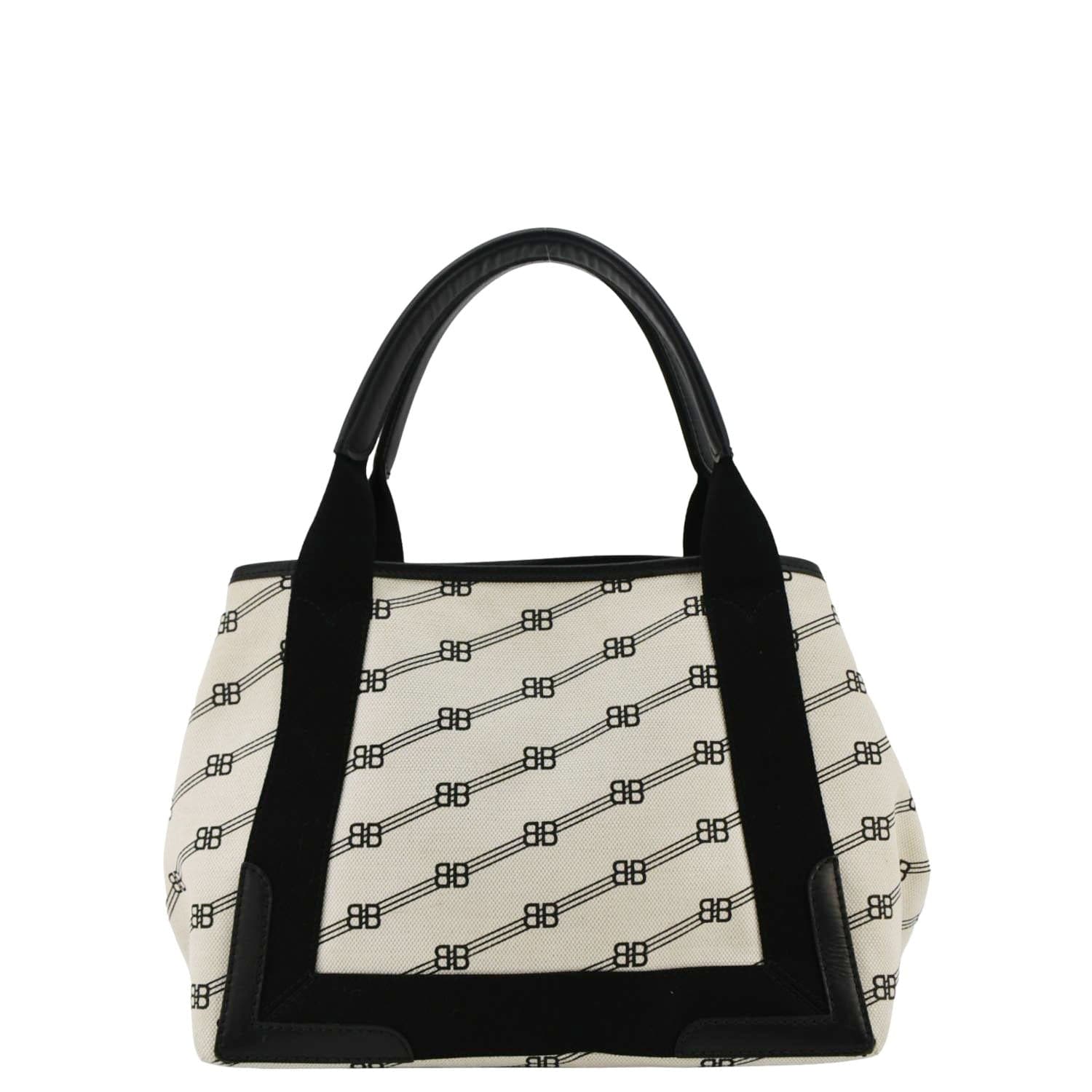 Balenciaga Logo S Navy Cabas Canvas Hobo Bag White