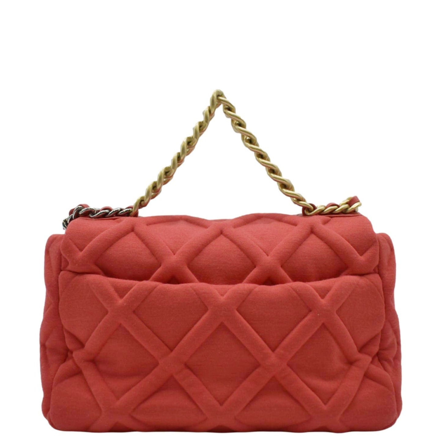 Chanel 19 Flap Quitled Jersey Lambskin Shoulder Bag Red