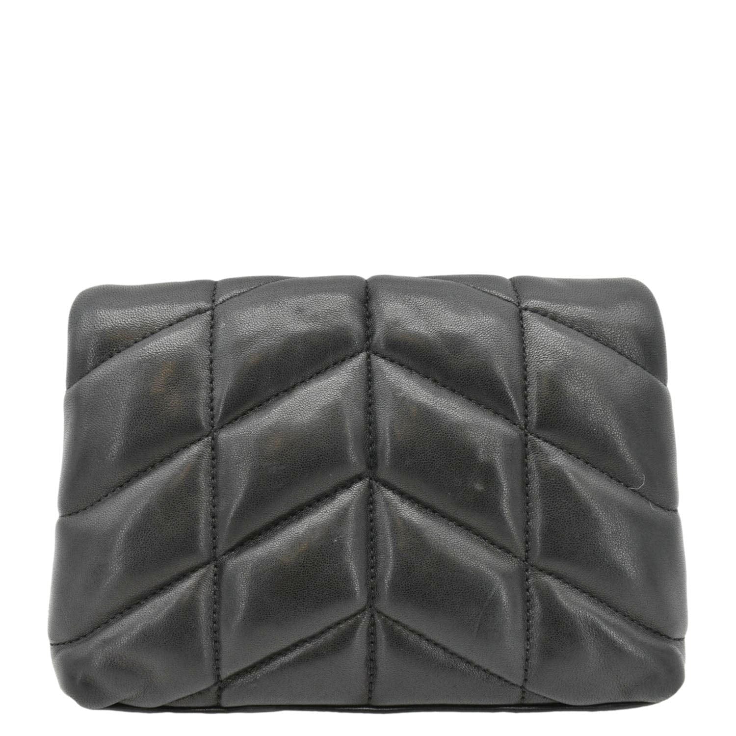 YVES SAINT LAURENT Loulou Small Puffer Leather Pouch Black