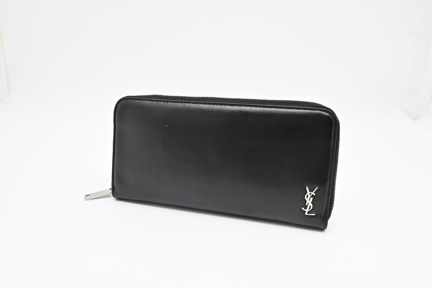 YSL Saint Laurent Zippy Long Wallet in Black Leather
