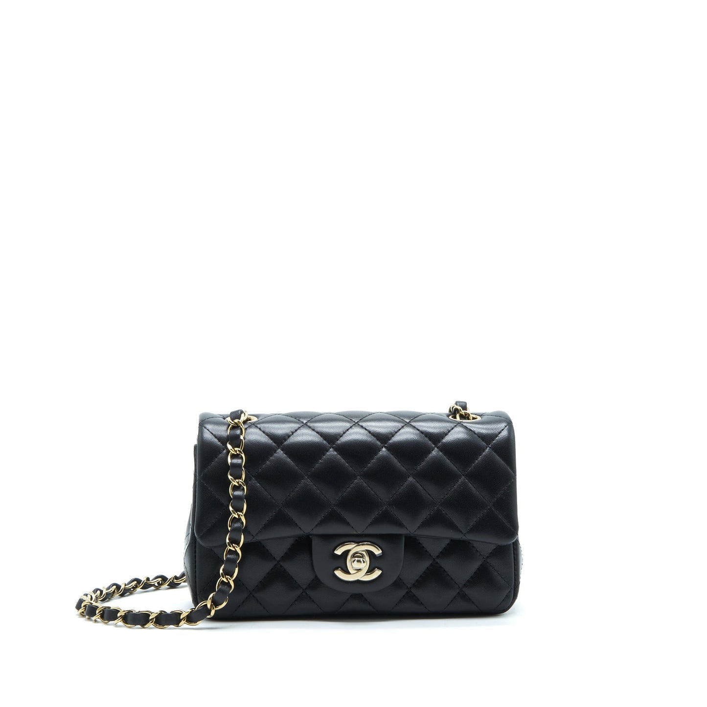 Chanel Mini Rectangular Flap Bag Lambskin Black L(Microchip?