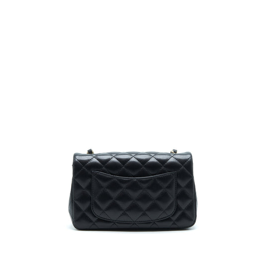 Chanel Mini Rectangular Flap Bag Lambskin Black L(Microchip?