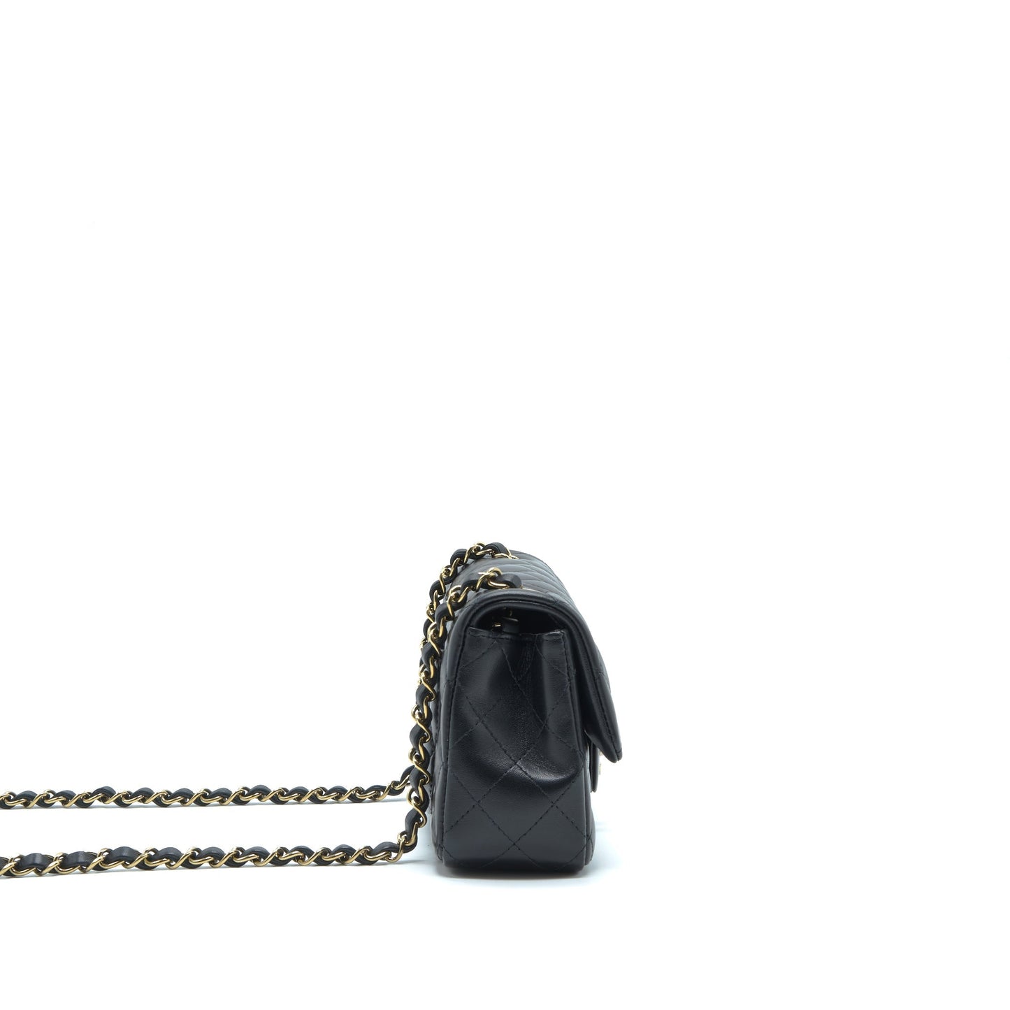 Chanel Mini Rectangular Flap Bag Lambskin Black L(Microchip?
