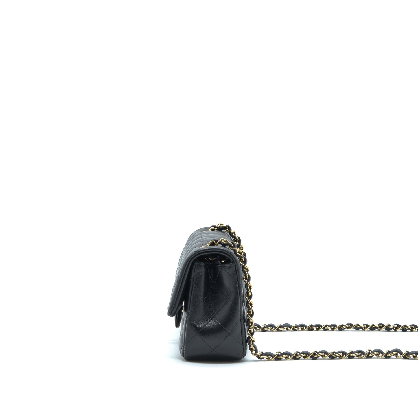 Chanel Mini Rectangular Flap Bag Lambskin Black L(Microchip?