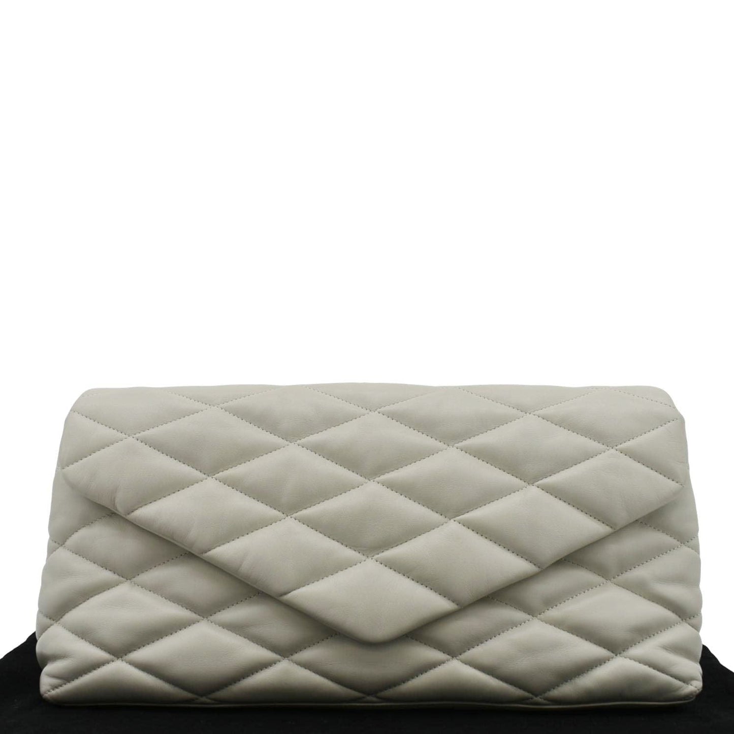 YVES SAINT LAURENT Sade Puffer Quilted Leather Envelope Clutch Off White