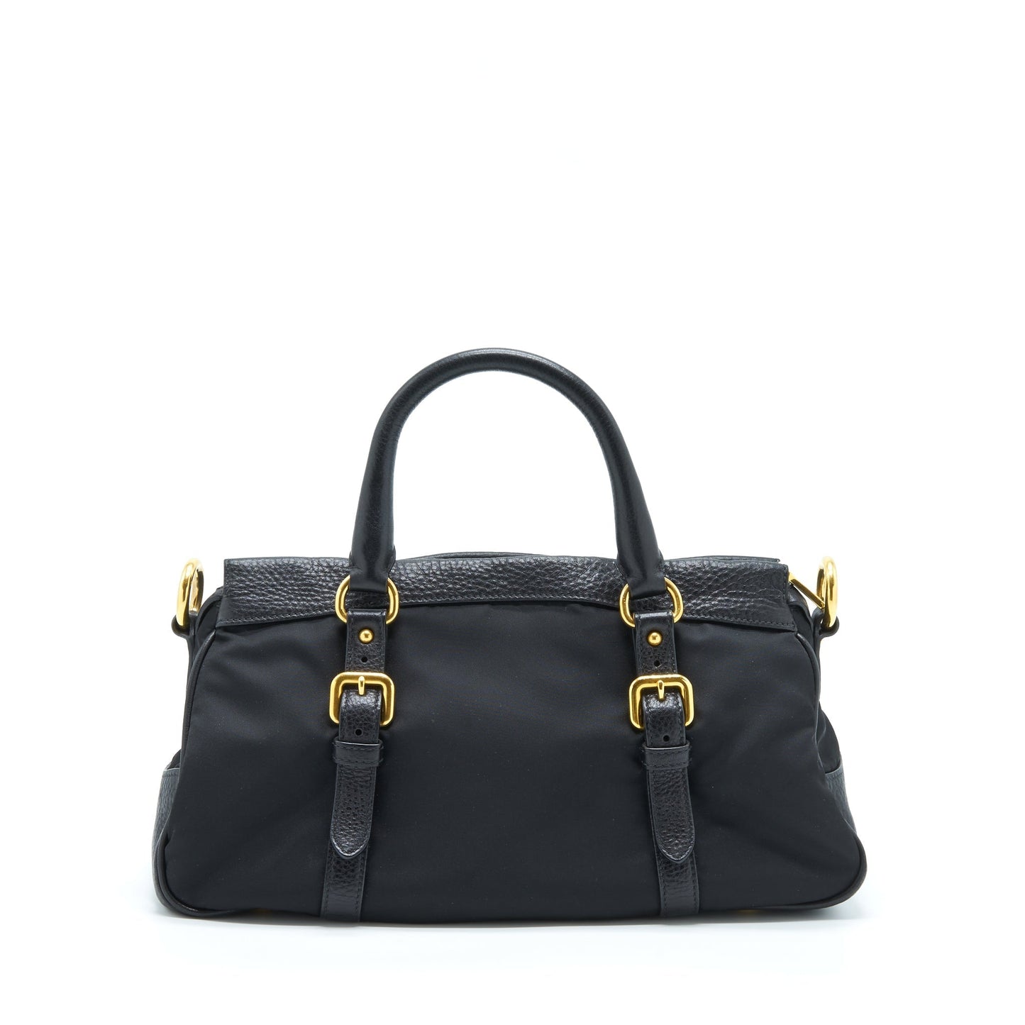 Prada Tessuto Handle Purse Nylon And Leather Black