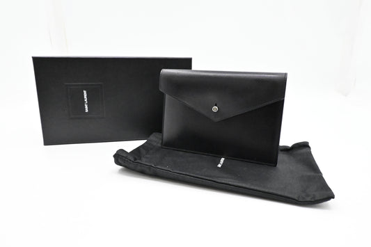 YSL Saint Laurent Envelope in Black Leather