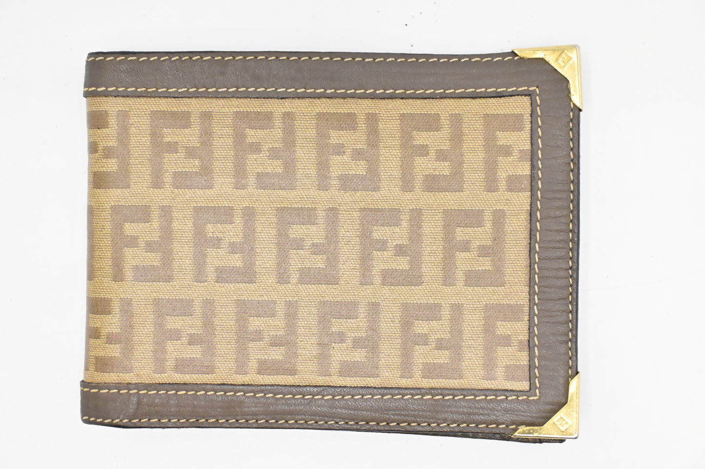 Fendi Bifold Wallet in Beige Zucchino Canvas