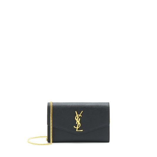 Saint Laurent/ Envelop Small Crossbody Purse Grained Calfskin Black