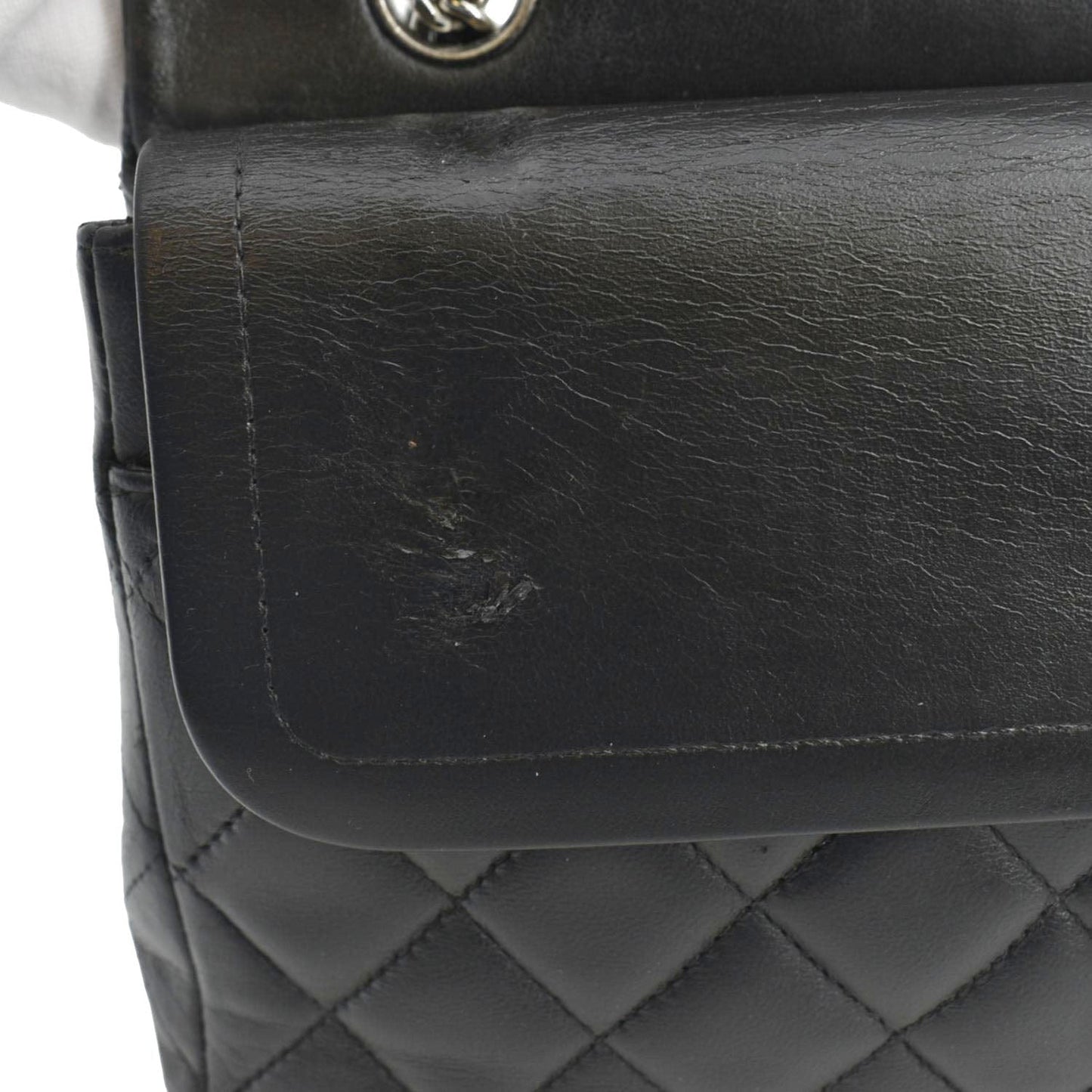 CHANEL Classic Medium Double Flap Leather Shoulder Bag Black