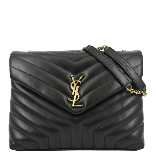YVES SAINT LAURENT Loulou Medium Quilted Leather Crossbody Bag Black