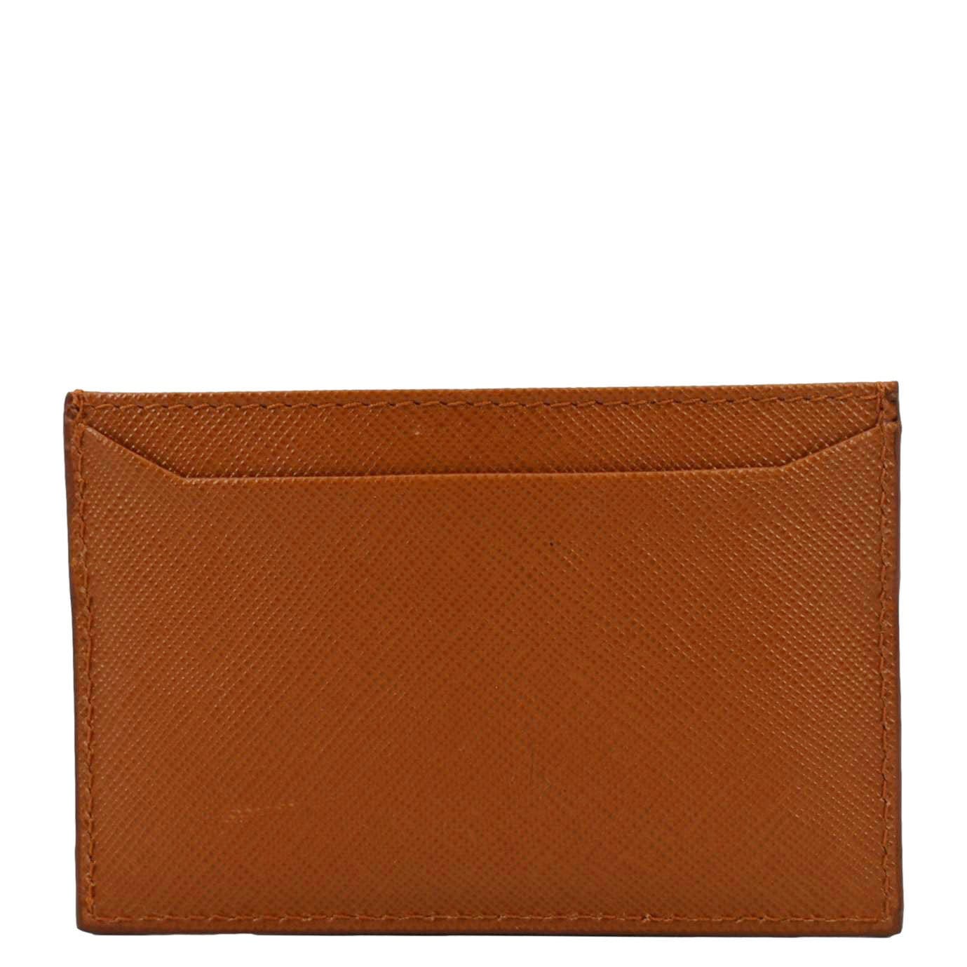 PRADA Saffiano Leather Card Holder Wallet Orange