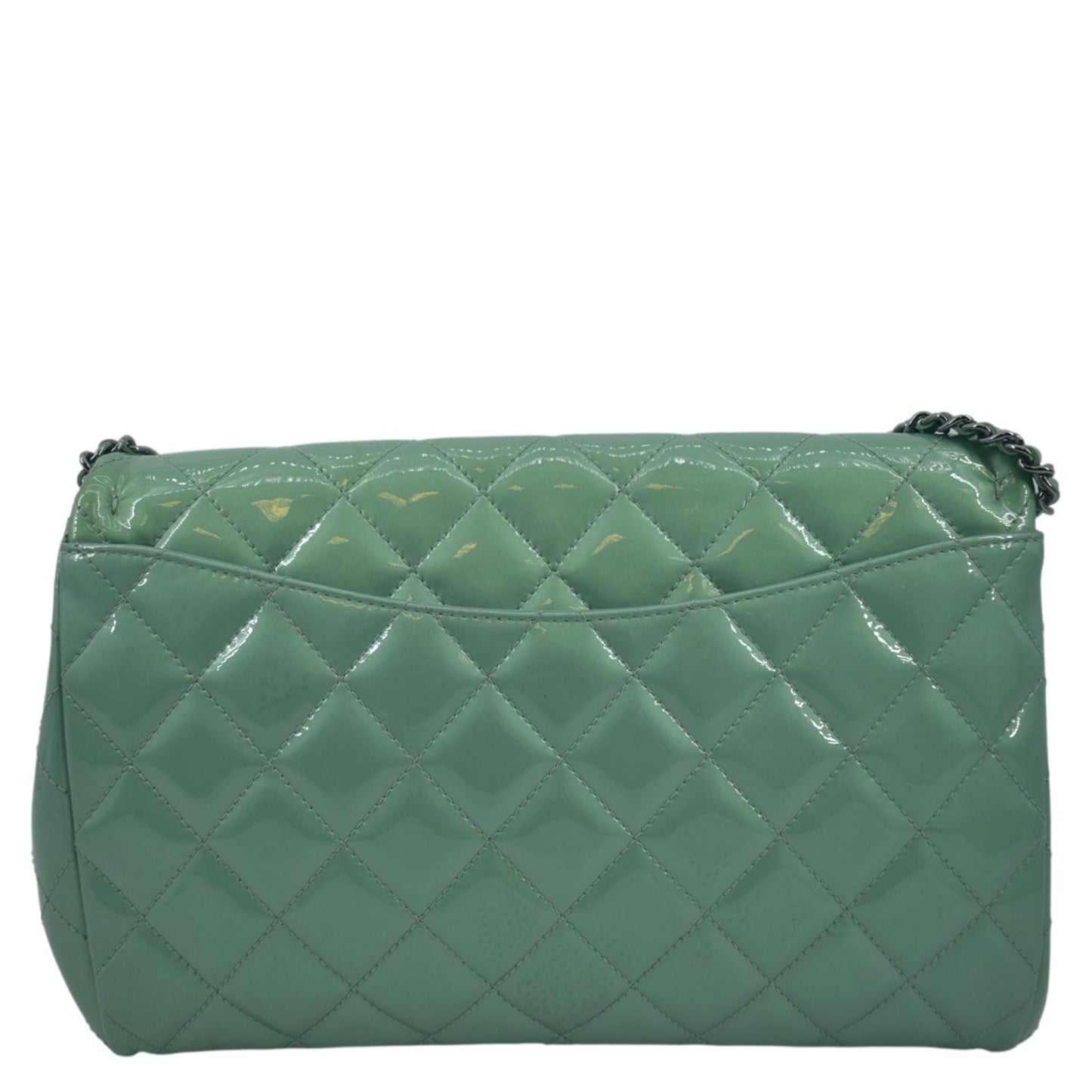 Chanel Flap Quilted Patent Leather Shoulder Bag Green