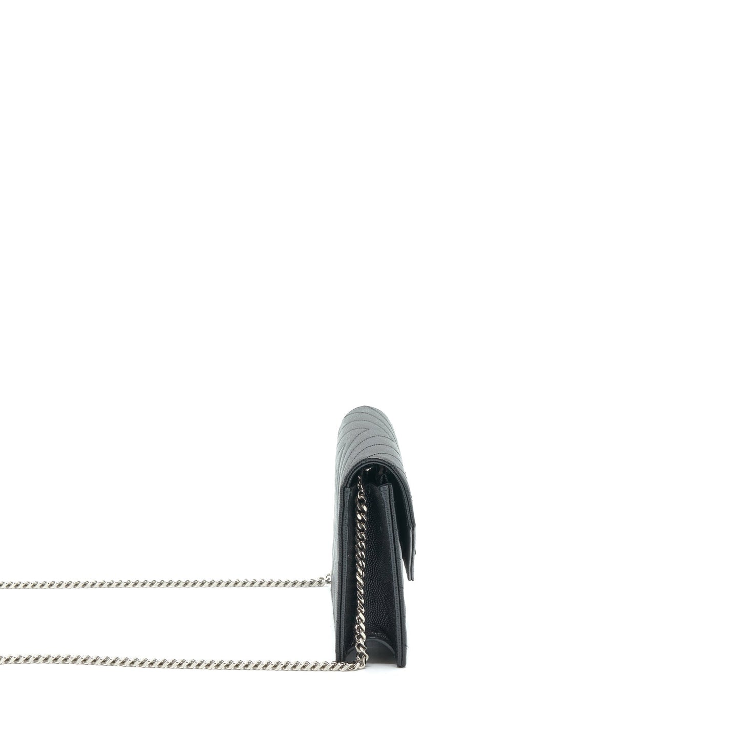 Saint Laurent/ Cassandra Matelasse Envelope Chain Wallet Grained Calfskin Black