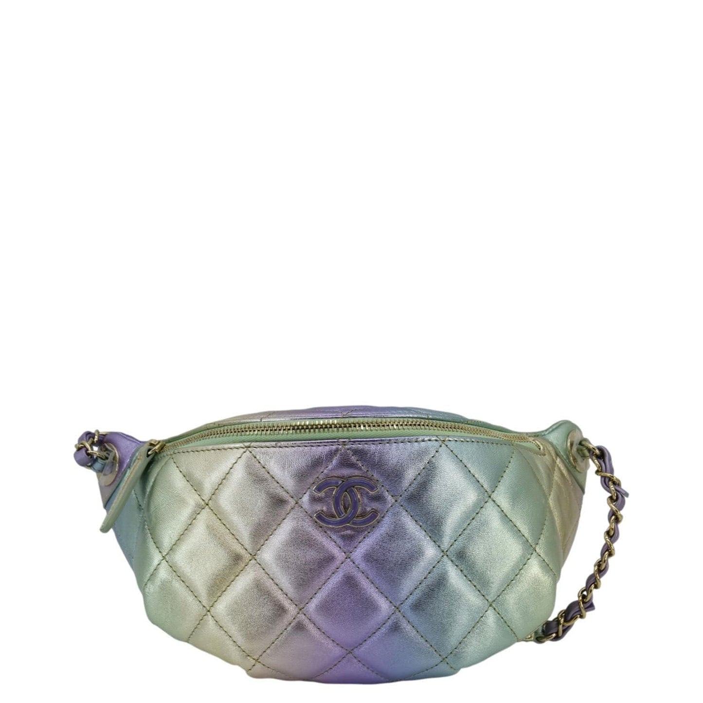 Chanel Iridescent Rainbow Quilted Leather Bumbag Multicolor