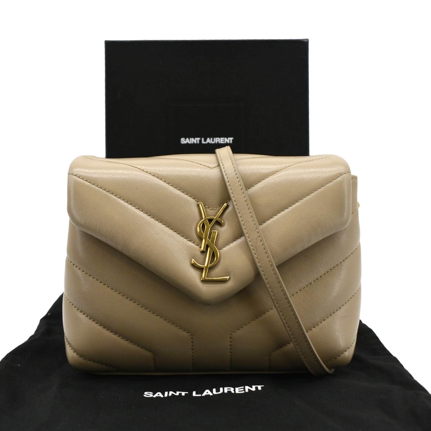 YVES SAINT LAURENT Loulou Toy Matelasse Leather Crossbody Bag Brown
